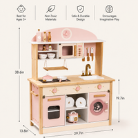 Kids Wooden Play Kitchen Full Set Pink Montessori & Toys