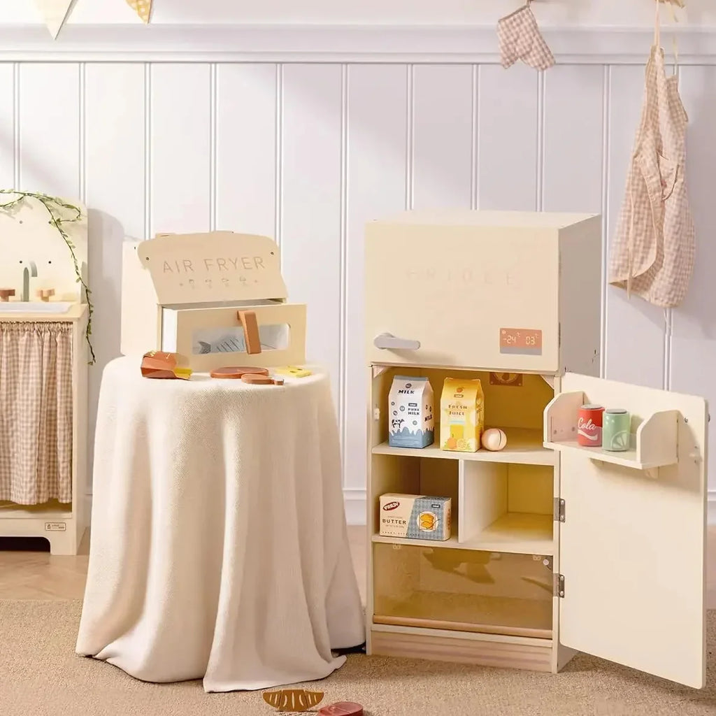 Kids Wooden Toy Fridge Play Kitchen Set Montessori & Toys