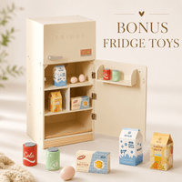 Kids Wooden Toy Fridge Play Kitchen Set Montessori & Toys