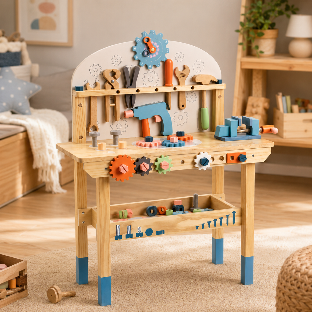 Large Wooden Tool Bench Set for Kids Toy Montessori & Toys