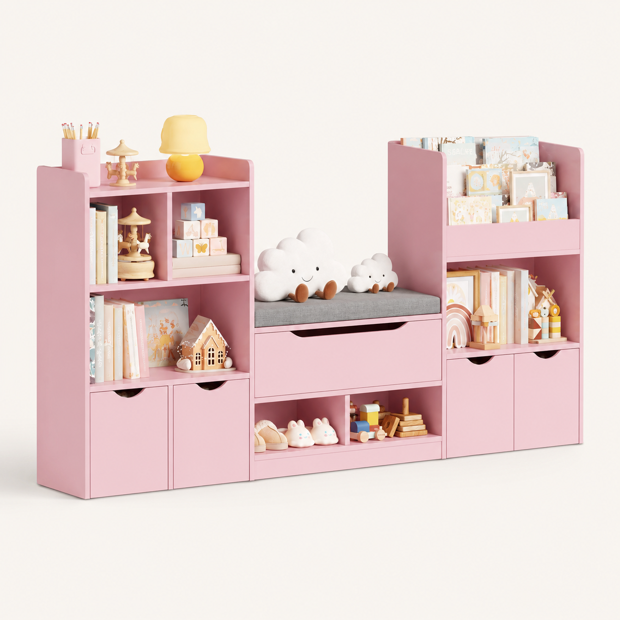 Libreria Portagiochi con Panca 3 Cassetti per Bambini Montessori & Giocattoli
