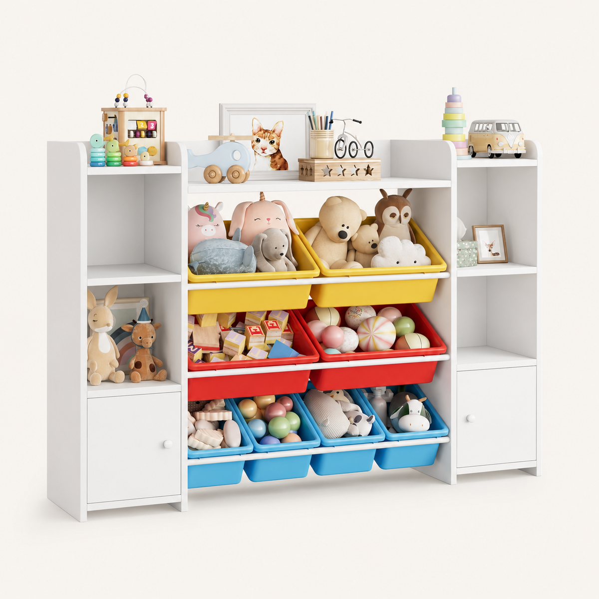 Mobile Portagiochi 8 Contenitori Removibili per Bambini Montessori & Giocattoli