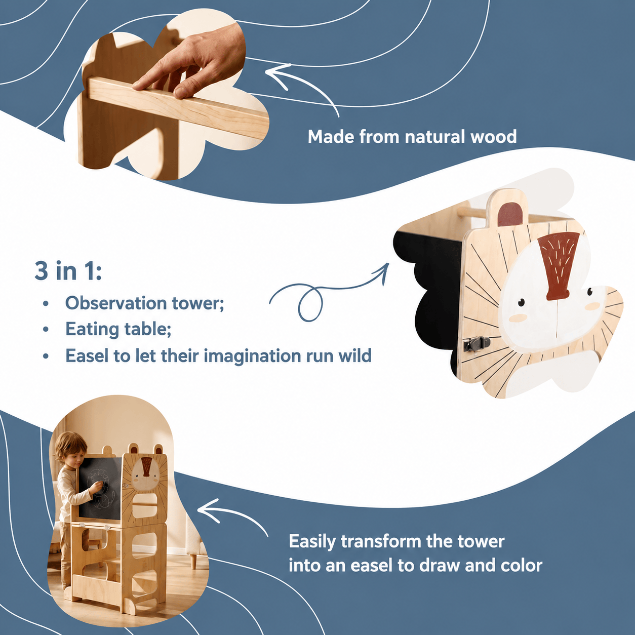 Montessori 3-in-1 Learning Tower L'atelier Montessori