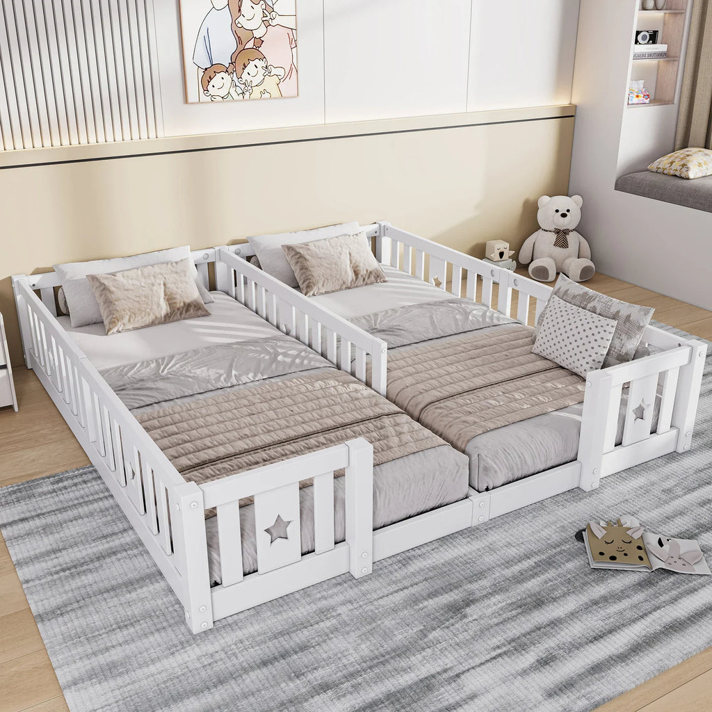 Montessori Double Floor Bed with Star Rails L'atelier Montessori