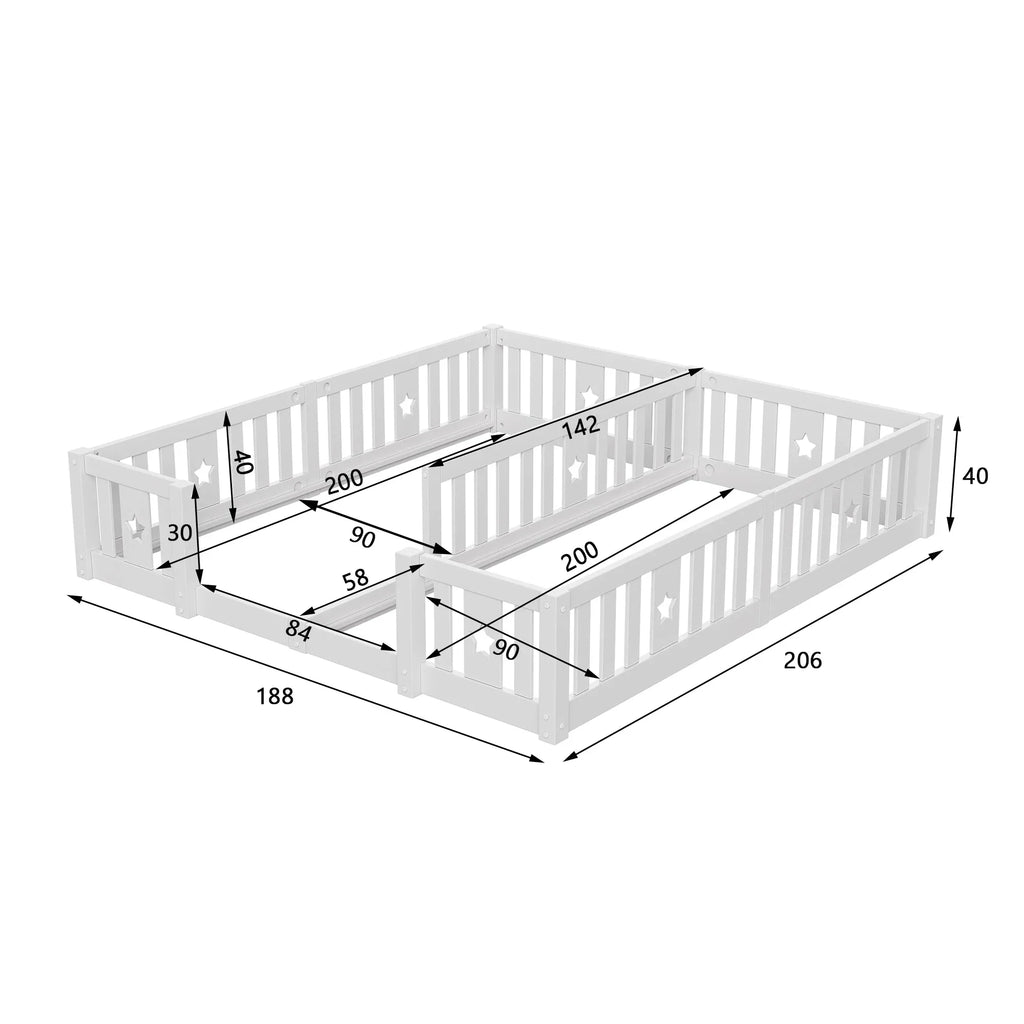 Montessori Double Floor Bed with Star Rails L'atelier Montessori