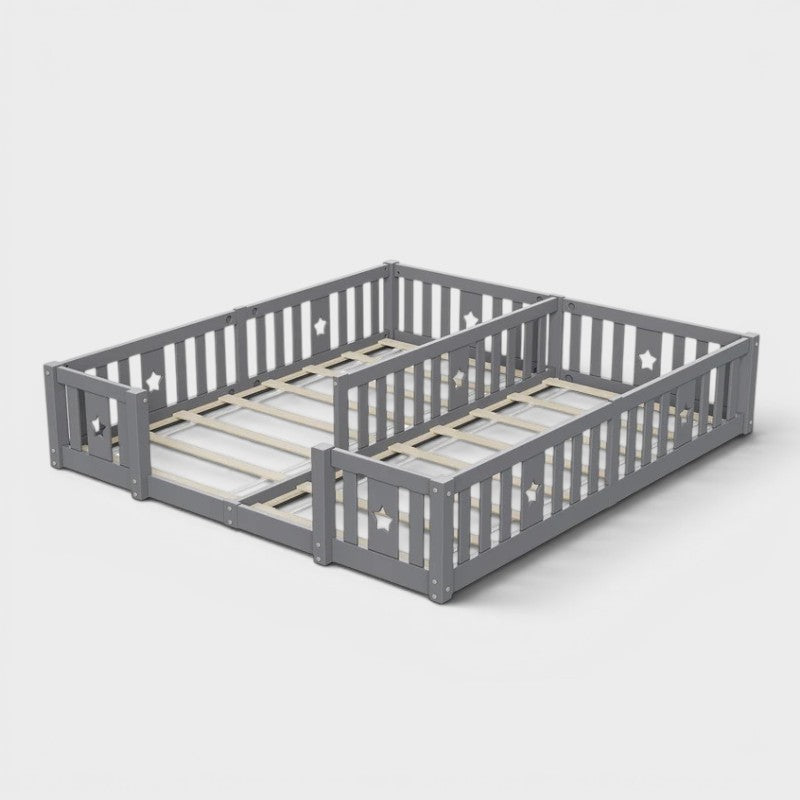 Montessori Double Floor Bed with Star Rails L'atelier Montessori