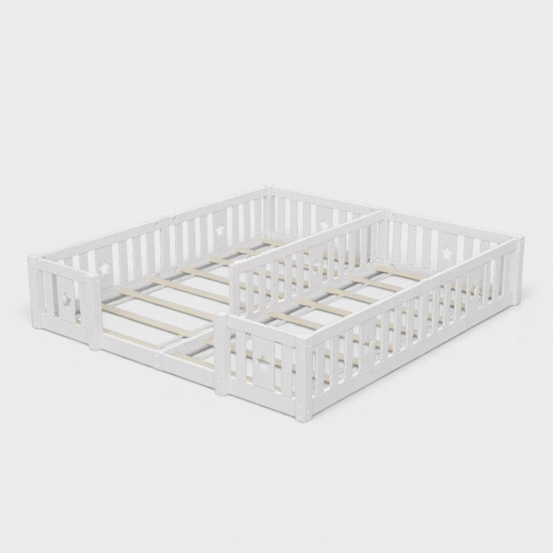 Montessori Double Floor Bed with Star Rails L'atelier Montessori