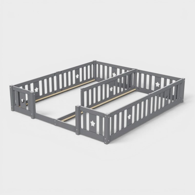 Montessori Double Floor Bed with Star Rails L'atelier Montessori