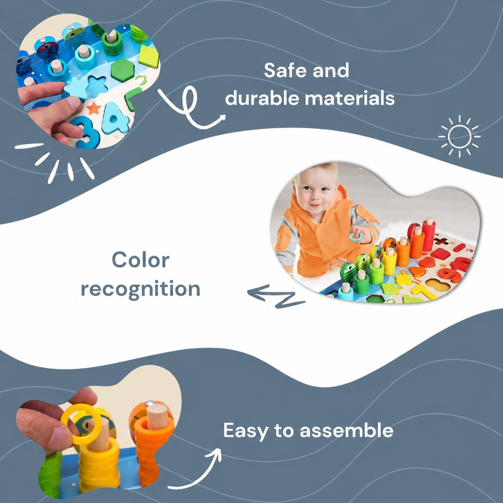 Montessori Fishing and Shapes Game L'atelier Montessori
