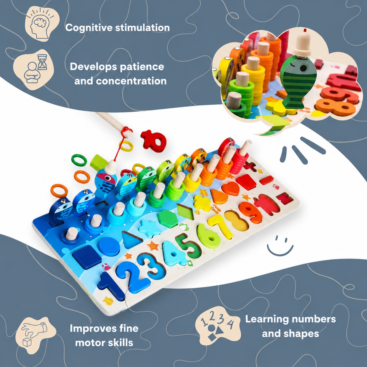 Montessori Fishing and Shapes Game L'atelier Montessori