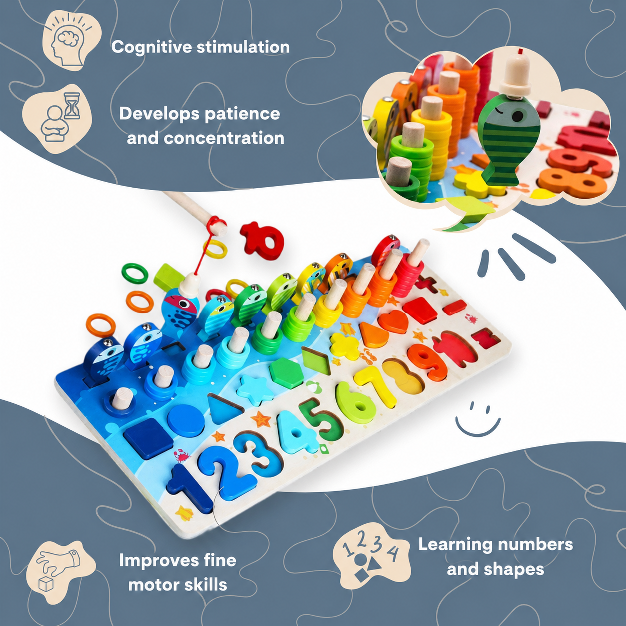 Montessori Fishing and Shapes Game L'atelier Montessori