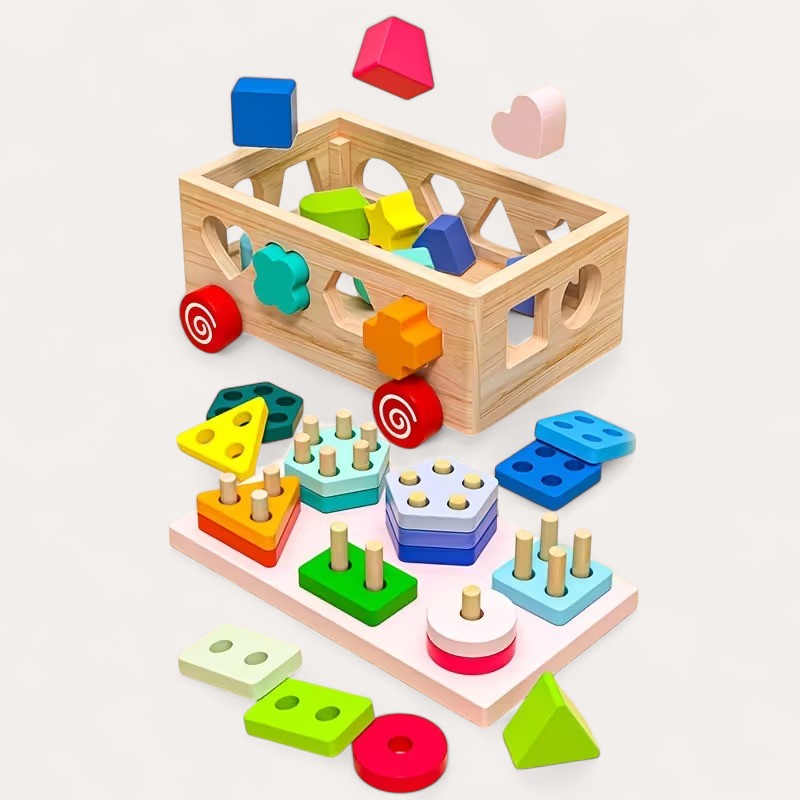 Montessori Geometric Shape Stacking Toy L'atelier Montessori