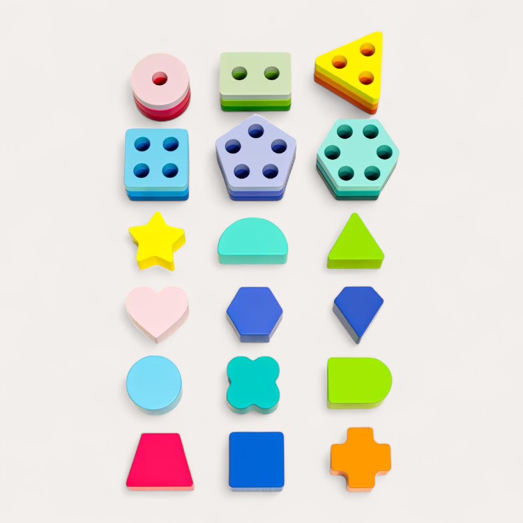 Montessori Geometric Shape Stacking Toy L'atelier Montessori