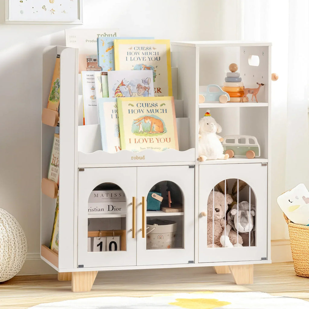 Montessori Kids Wooden Bookshelf Toy Storage Montessori & Toys