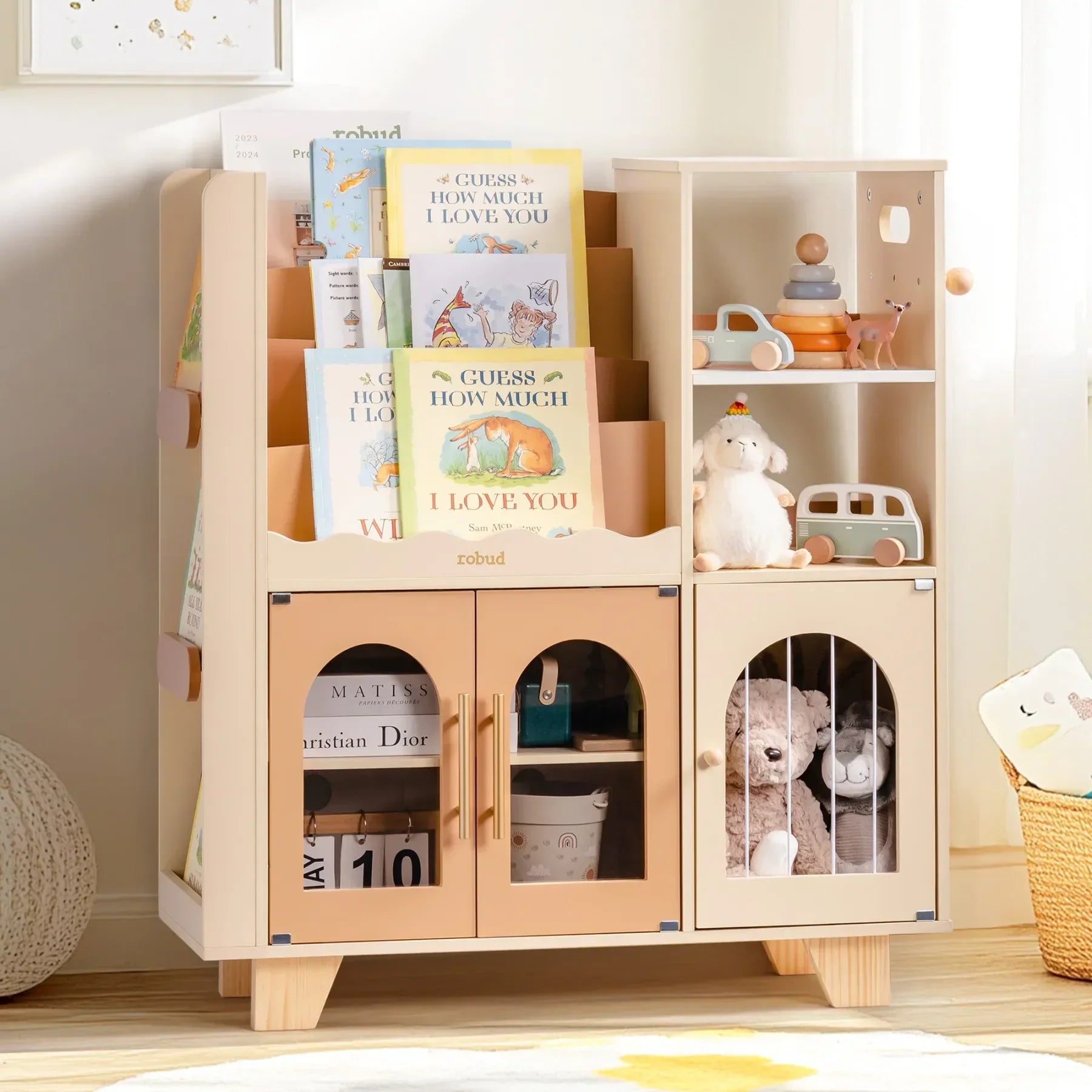 Montessori Kids Wooden Bookshelf Toy Storage Montessori & Toys