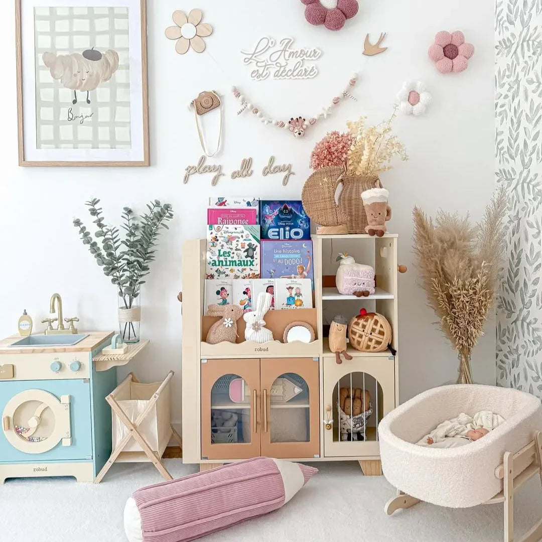 Montessori Kids Wooden Bookshelf Toy Storage Montessori & Toys