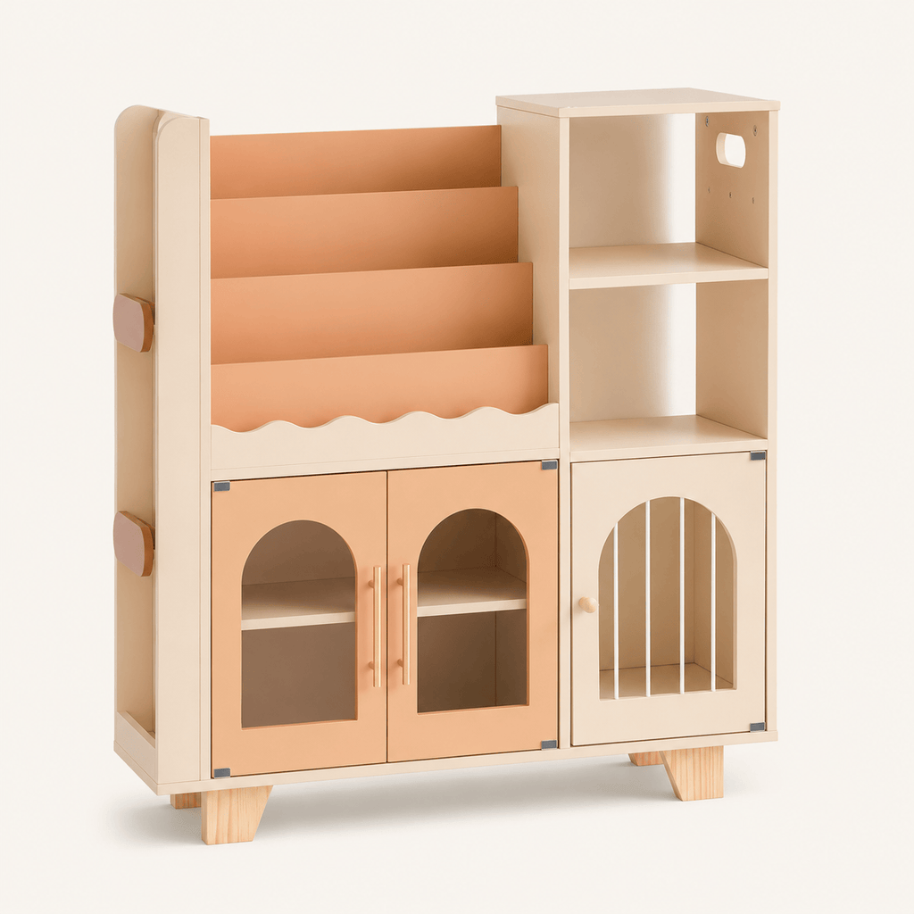Montessori Kids Wooden Bookshelf Toy Storage Montessori & Toys