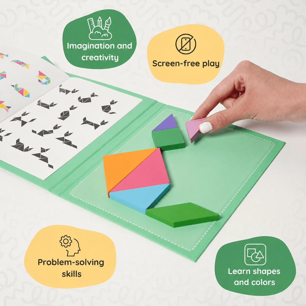 Montessori Magnetic Tangram Book L'atelier Montessori