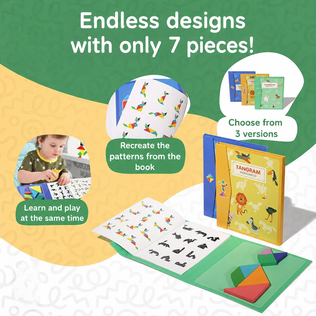 Montessori Magnetic Tangram Book L'atelier Montessori
