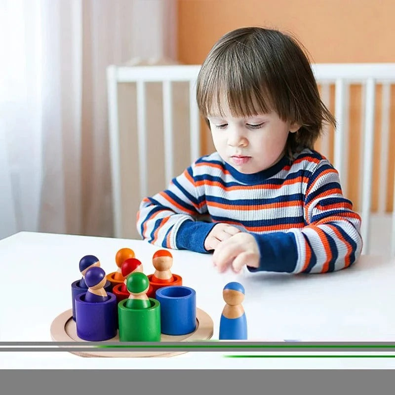 Montessori Stacking and Colors Game L'atelier Montessori