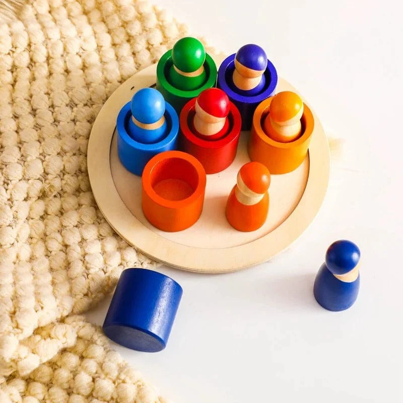 Montessori Stacking and Colors Game L'atelier Montessori