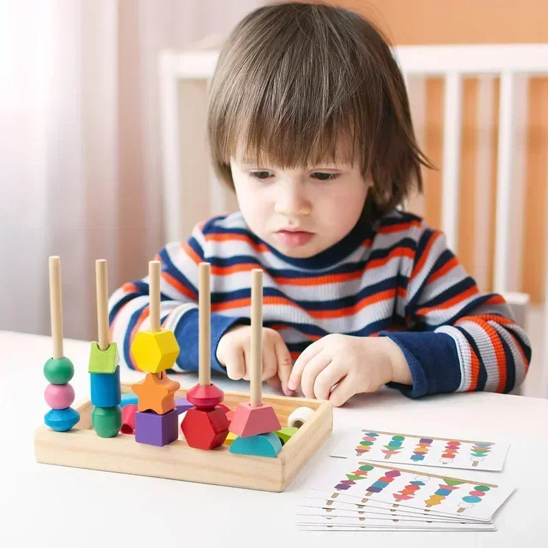 Montessori Stacking Bead Game L'atelier Montessori