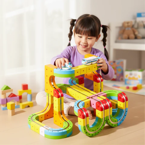 Montessori STEM Train Track with Cubes L'atelier Montessori