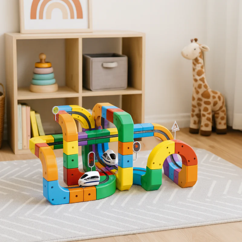 Montessori STEM Train Track with Cubes L'atelier Montessori