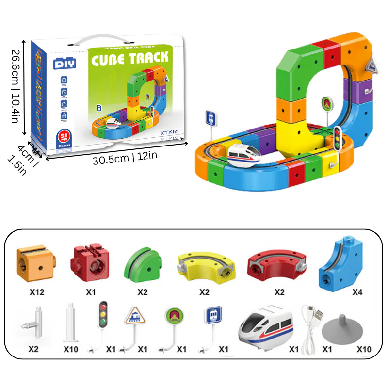 Montessori STEM Train Track with Cubes L'atelier Montessori