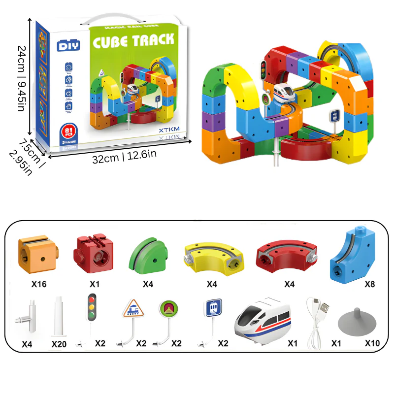 Montessori STEM Train Track with Cubes L'atelier Montessori