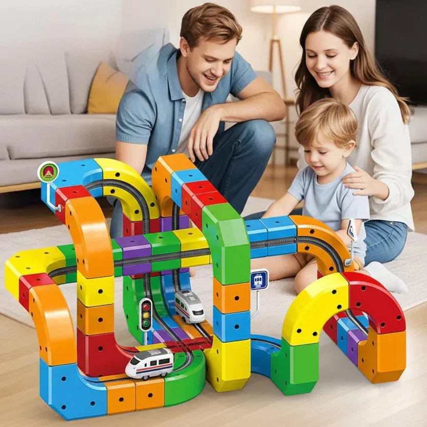 Montessori STEM Train Track with Cubes L'atelier Montessori
