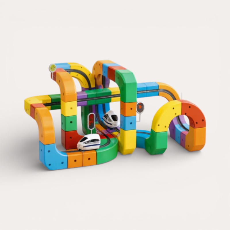 Montessori STEM Train Track with Cubes L'atelier Montessori