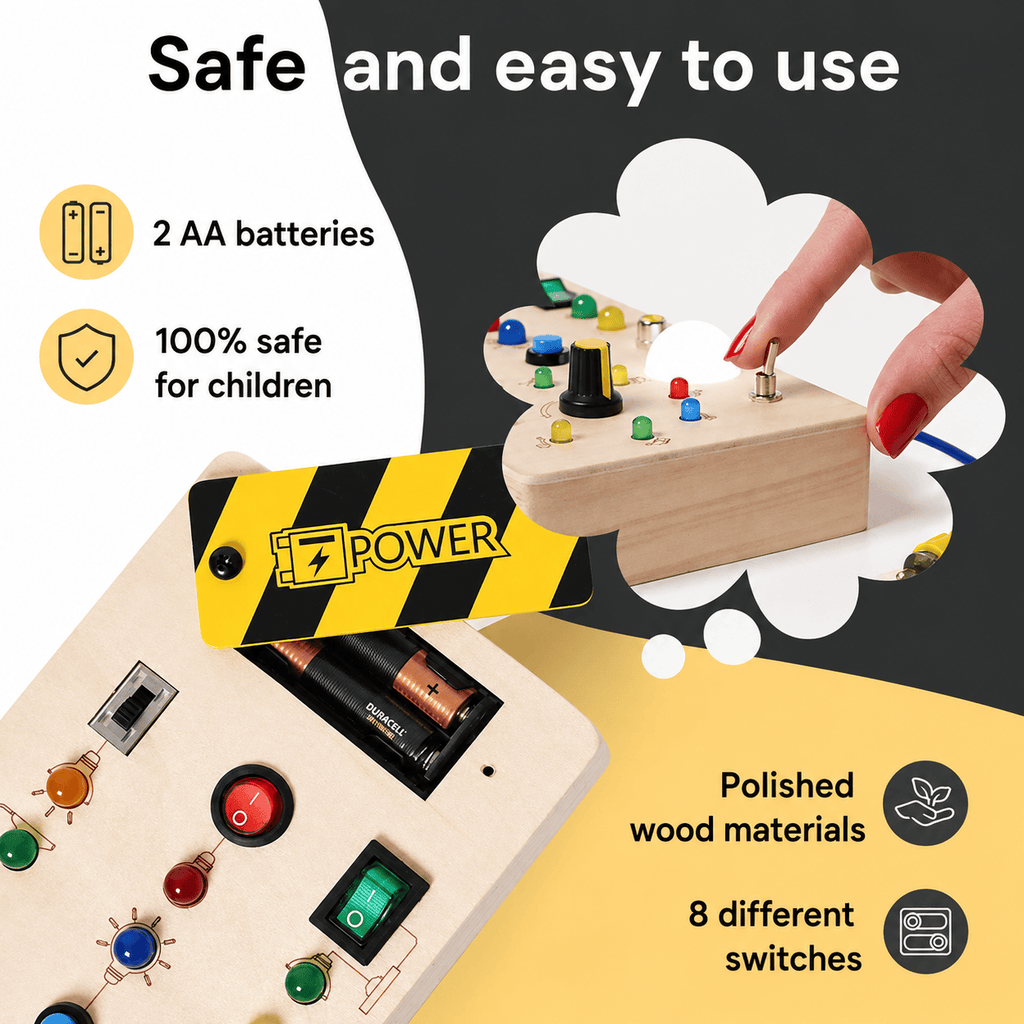Montessori Toggle & Switch Busy Board L'atelier Montessori