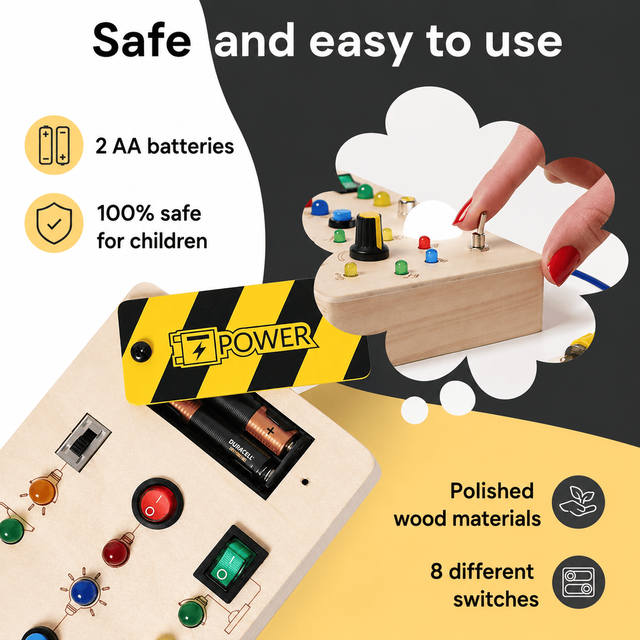 Montessori Toggle & Switch Busy Board L'atelier Montessori