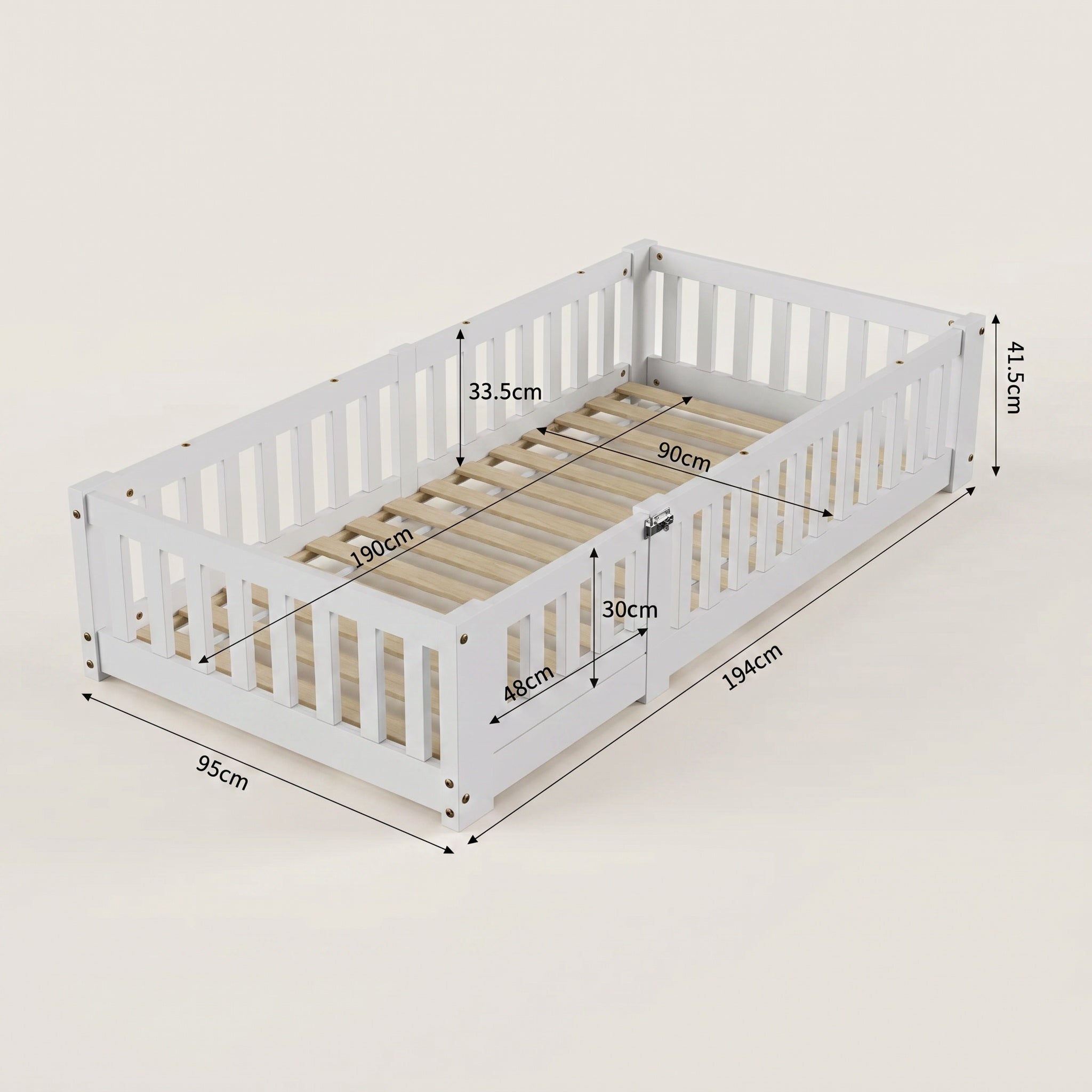 Montessori White Solid Wood Floor Bed L'atelier Montessori