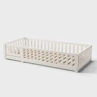 Montessori White Solid Wood Floor Bed L'atelier Montessori