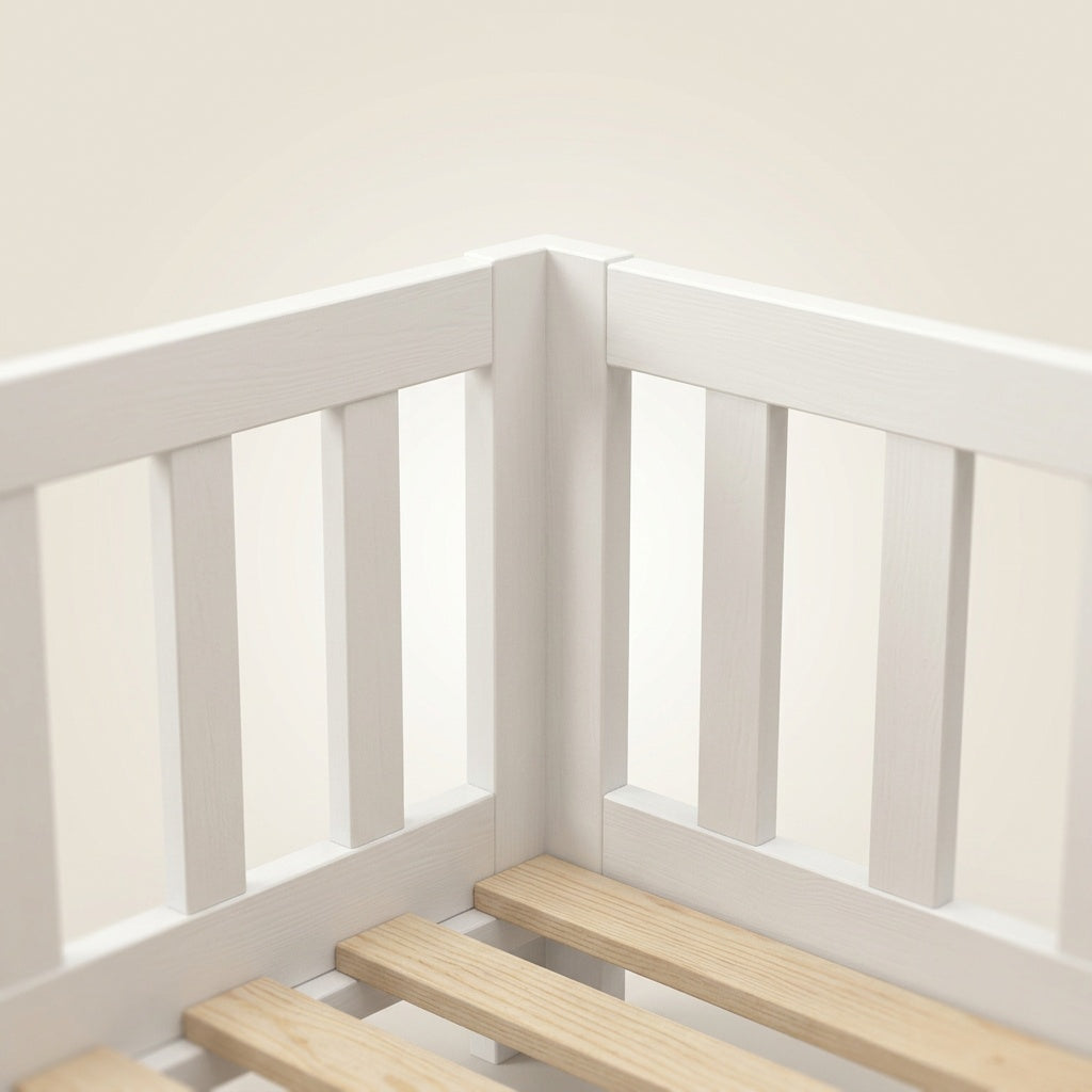 Montessori White Solid Wood Floor Bed L'atelier Montessori