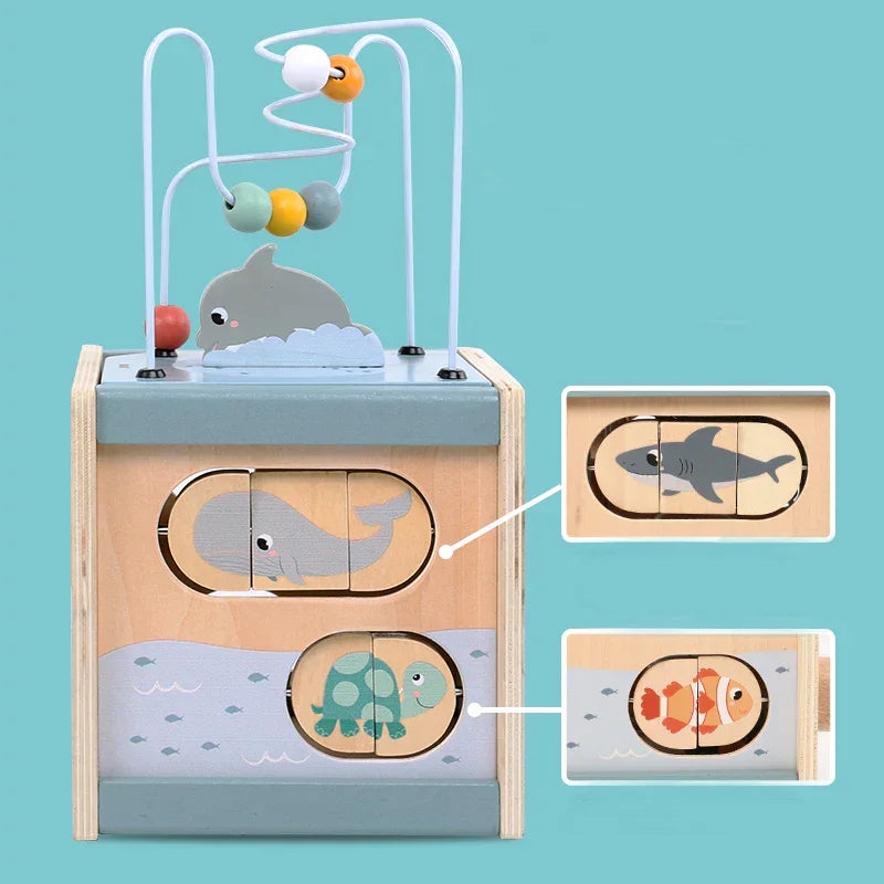 Montessori Wooden Activity Cube L'atelier Montessori