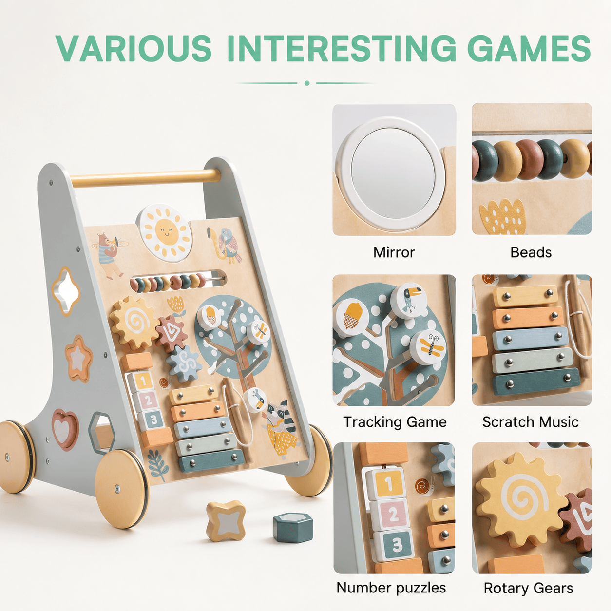 Montessori Wooden Baby Walker Push Toy Montessori & Toys