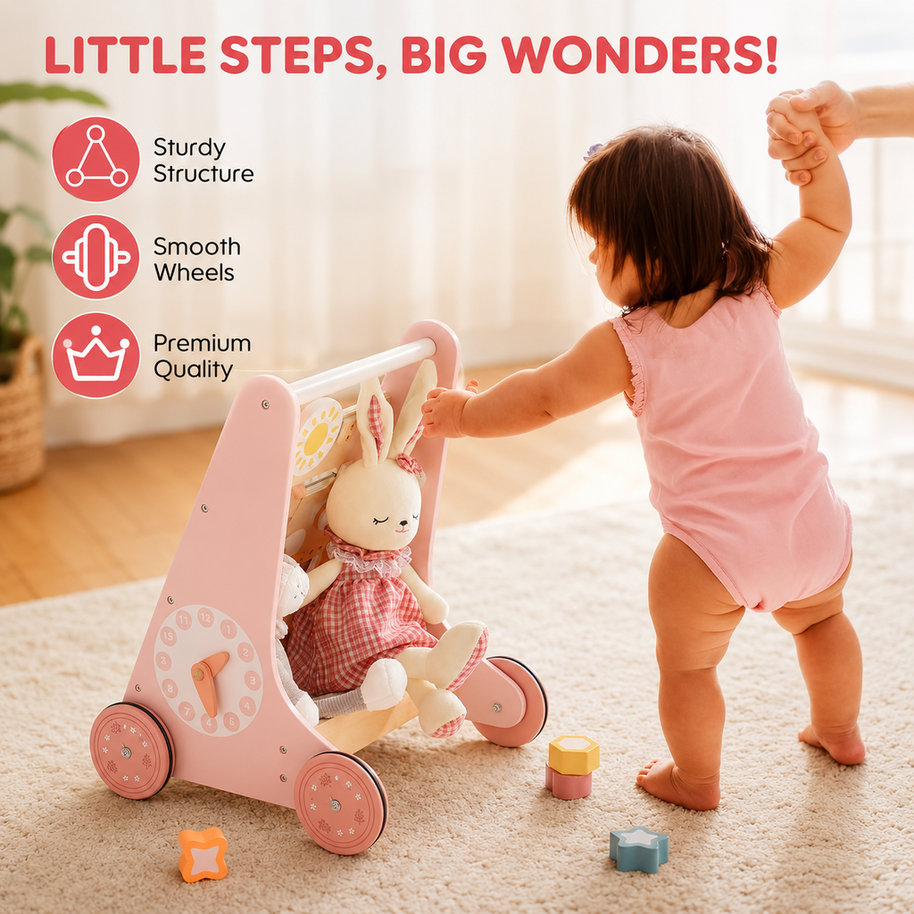 Montessori Wooden Baby Walker Push Toy Montessori & Toys
