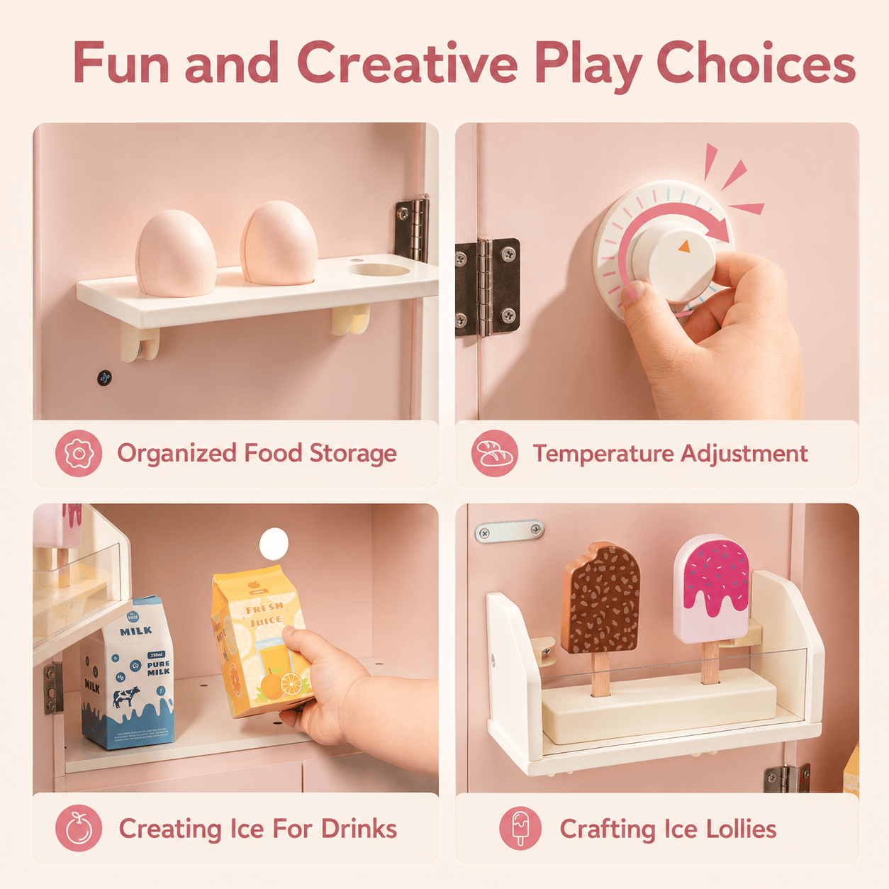 Montessori Wooden Play Kitchen Fridge Toy Montessori & Toys