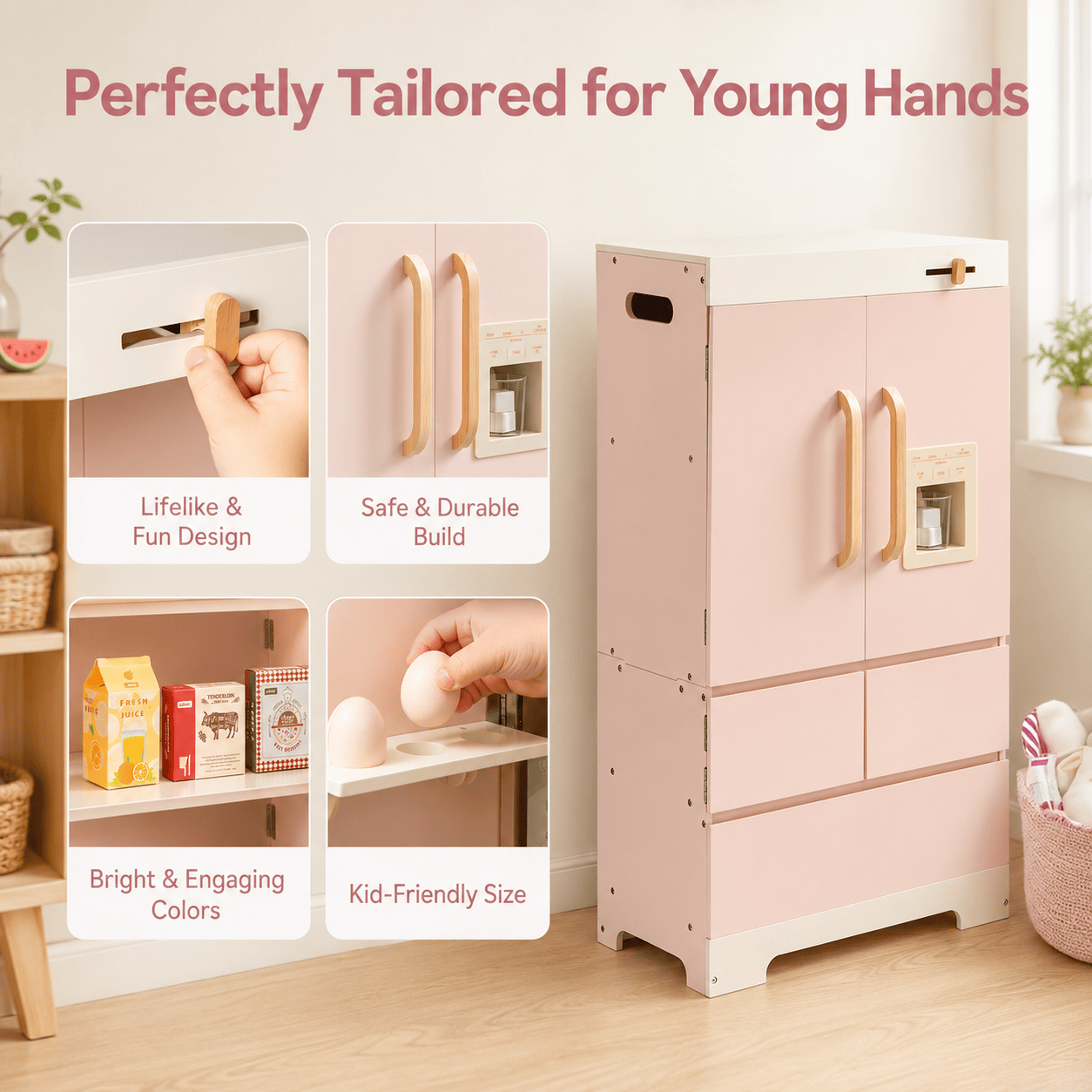 Montessori Wooden Play Kitchen Fridge Toy Montessori & Toys