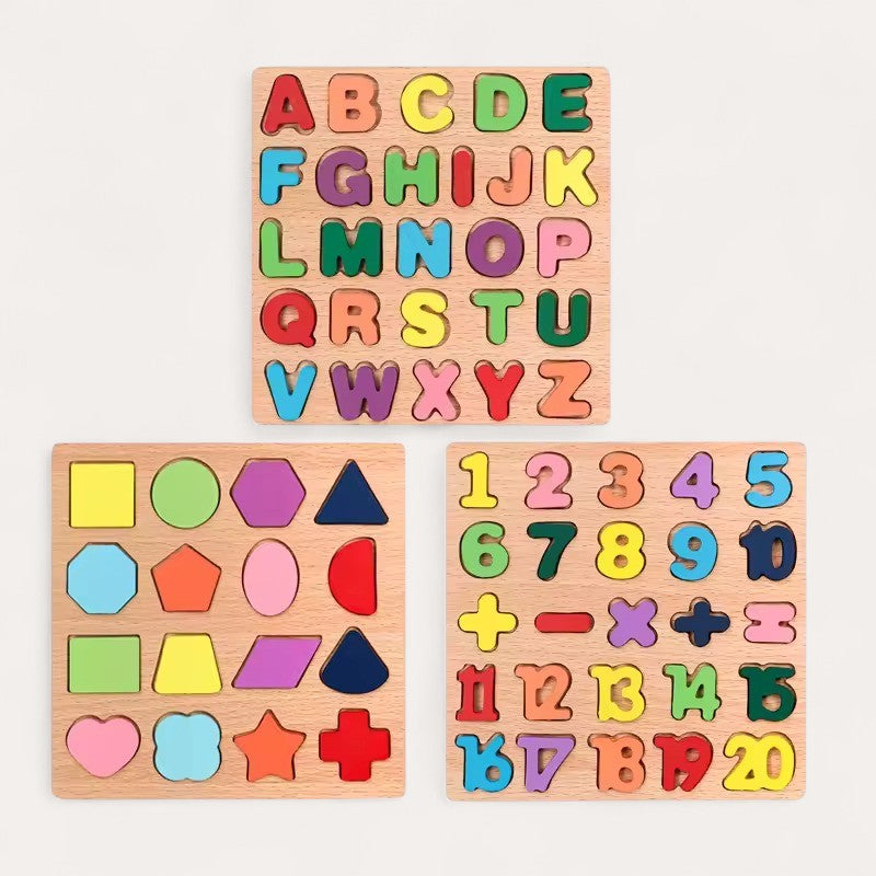 Montessori Wooden Puzzle - Letters, Numbers and Shapes L'atelier Montessori