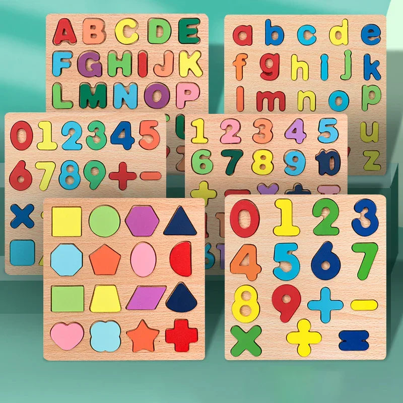 Montessori Wooden Puzzle - Letters, Numbers and Shapes L'atelier Montessori