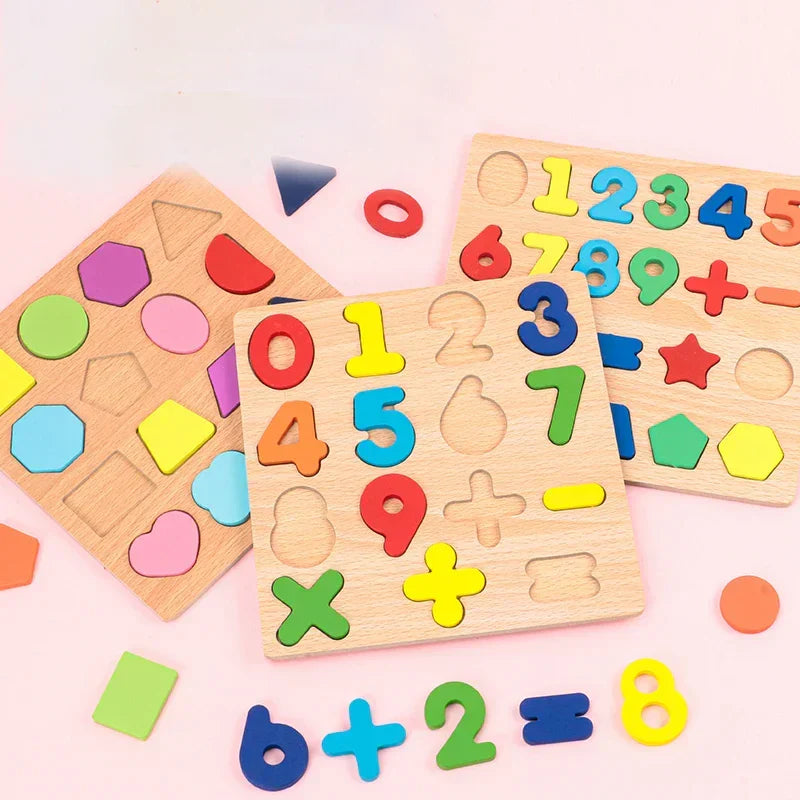 Montessori Wooden Puzzle - Letters, Numbers and Shapes L'atelier Montessori