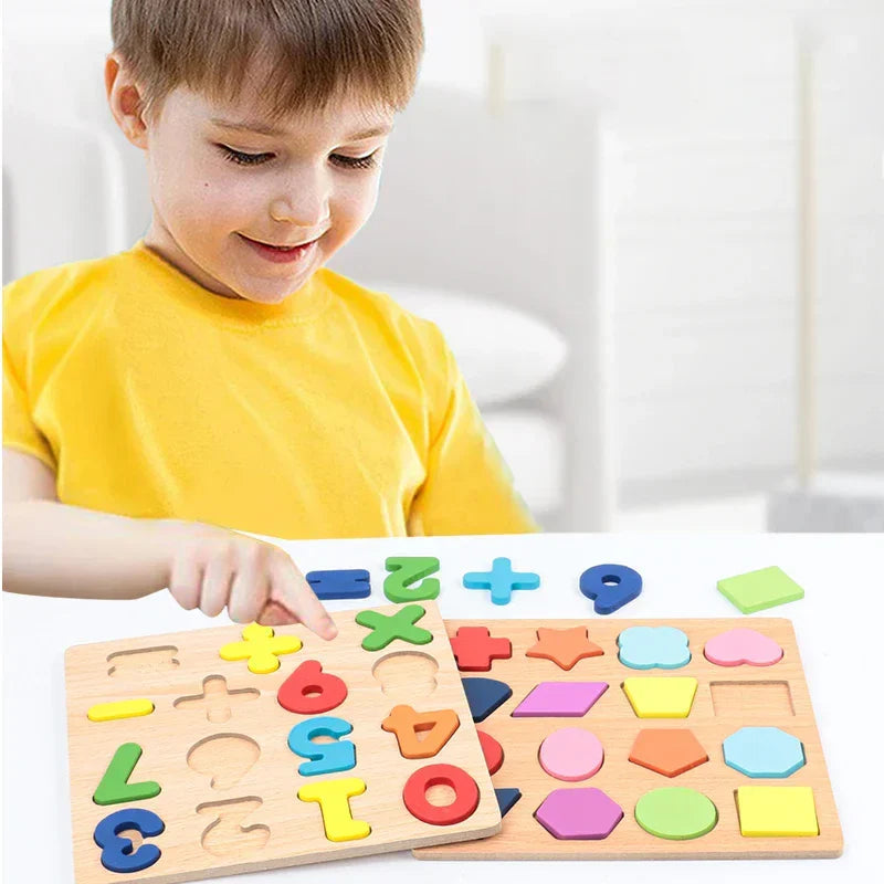 Montessori Wooden Puzzle - Letters, Numbers and Shapes L'atelier Montessori