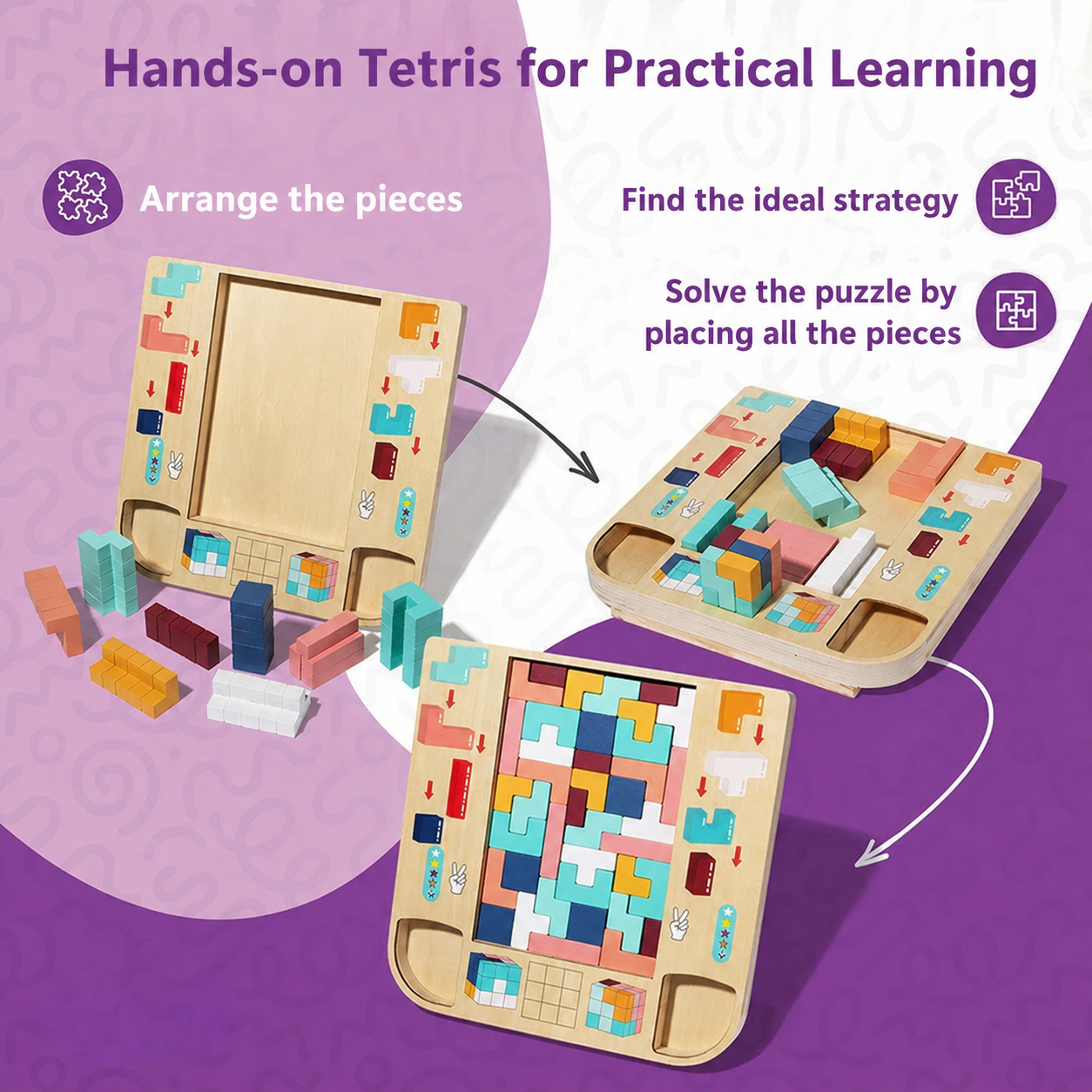 Montessori Wooden Tetris L'atelier Montessori