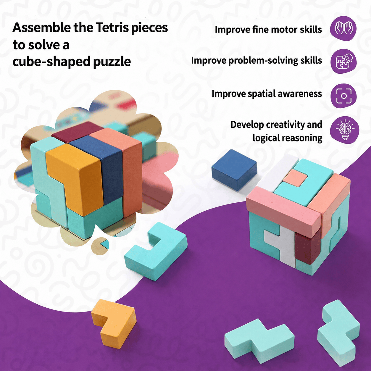 Montessori Wooden Tetris L'atelier Montessori