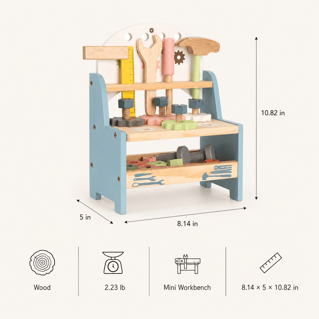 Montessori Wooden Tool Bench Set for Kids Montessori & Toys