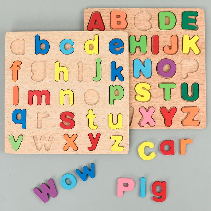 Puzzle in Legno Lettere, Numeri e Forme Montessori Montessori & Giocattoli